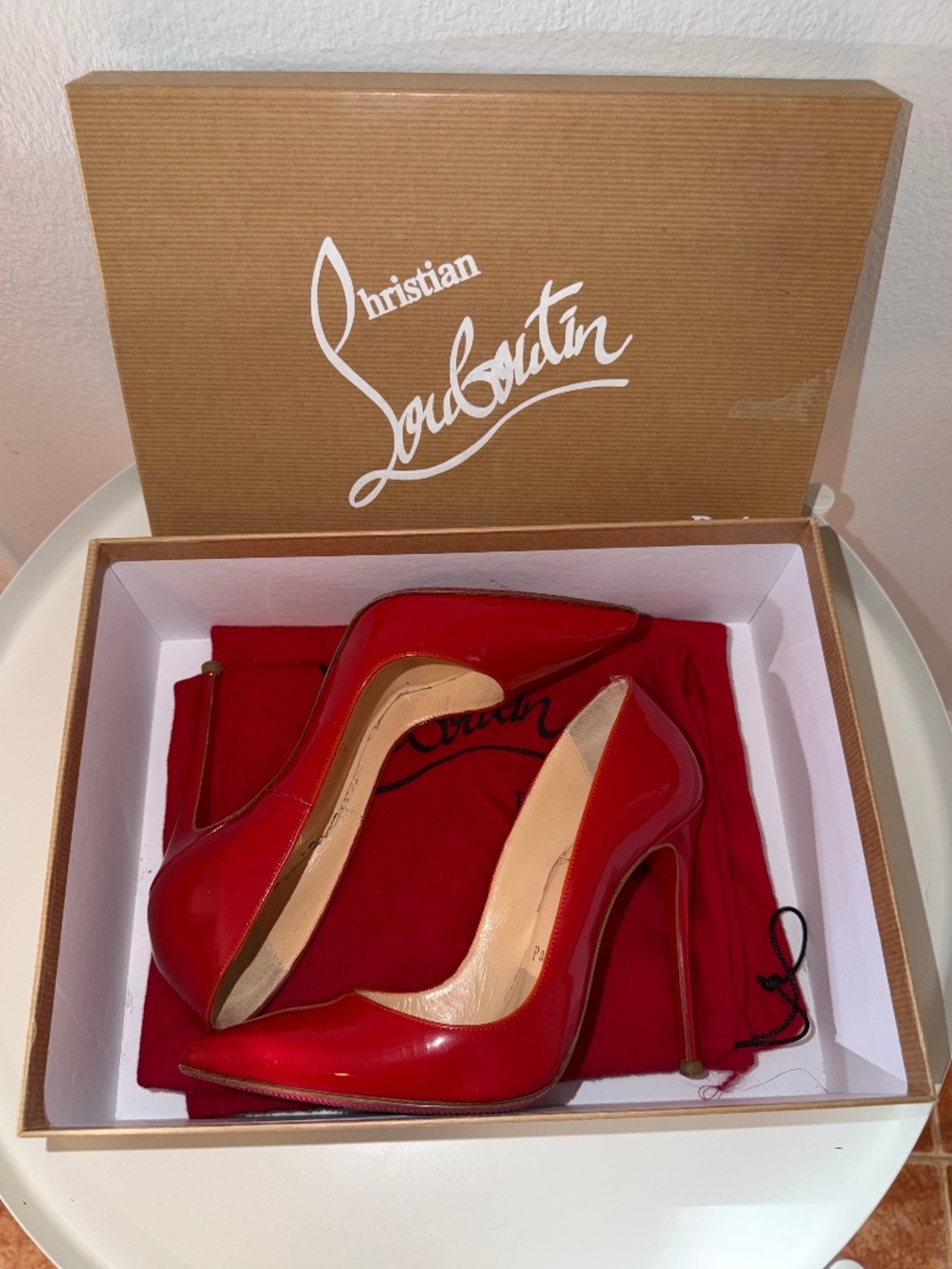 Christian Louboutin So Kate 120mm Patent Red Leather Size 35 Pre-Owned (Good)